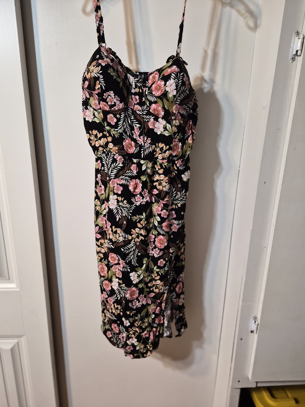 Lily Rose Black Floral Midi Dress with Pink Blooms